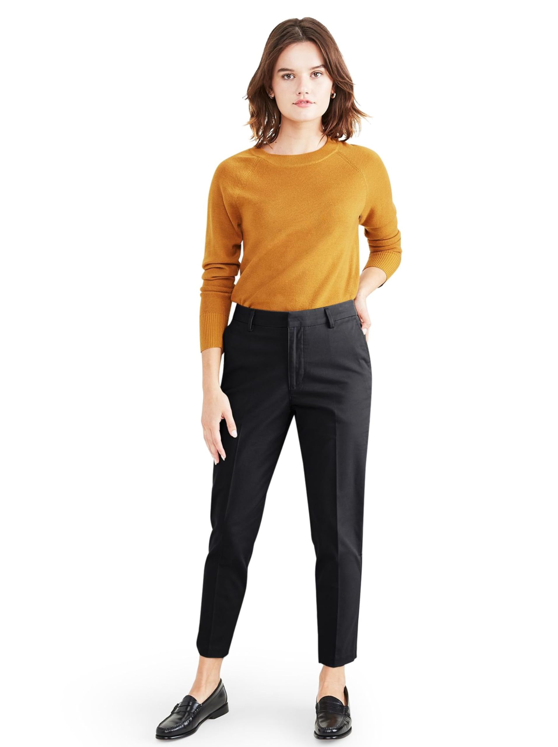 Dockers Women's Refined Slim Chino, Beautiful Black, 27 R