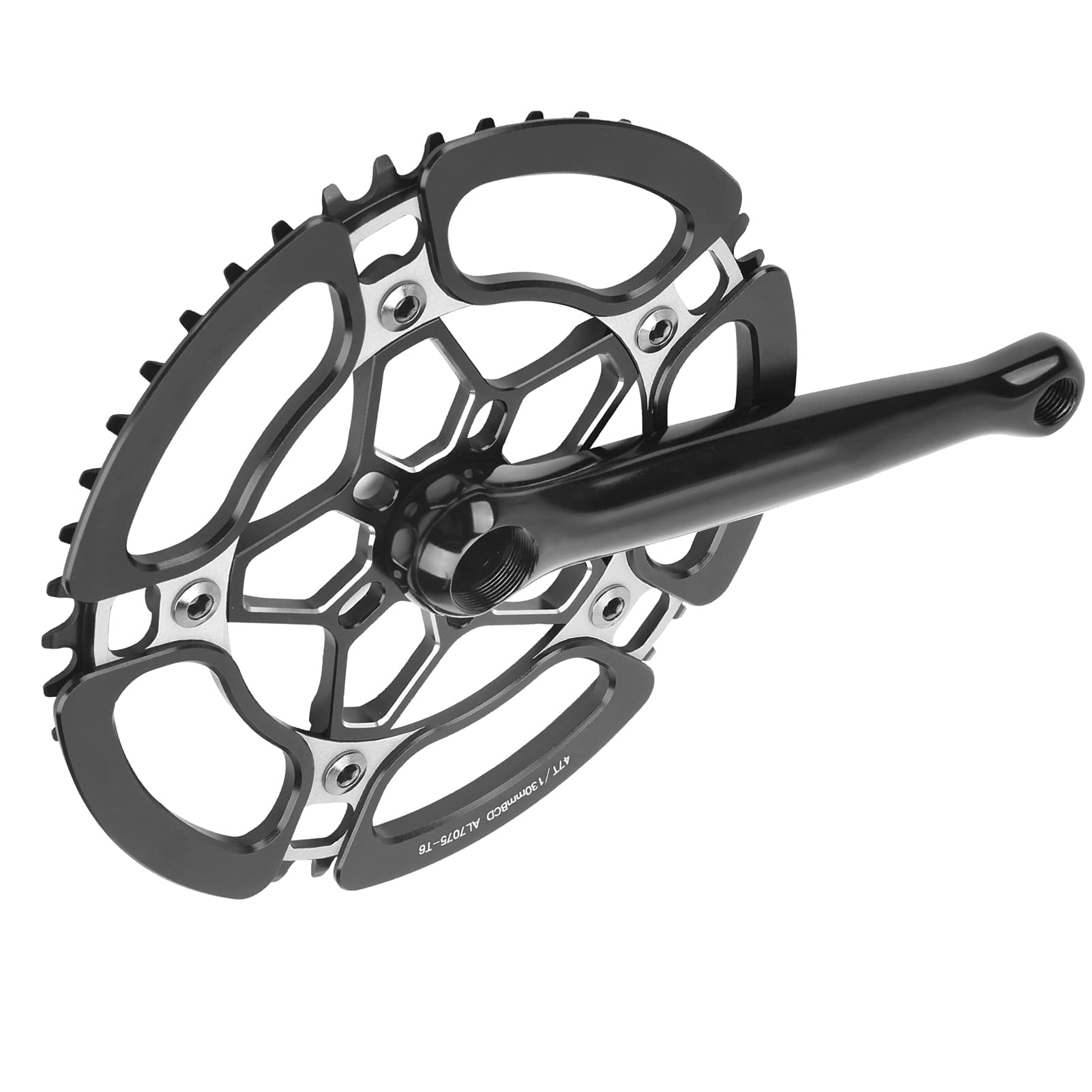Mechanizm Korbowy Rowerowy, 45T Aluminiowa Korba Jednobiegowa Ramię Korby do Roweru Górskiego Zestaw Ramienia Korby Rowerowej do Roweru Górskiego(czarny)