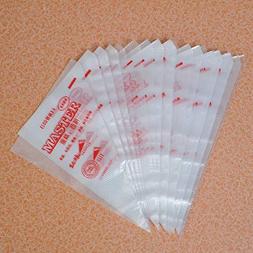 Image of 100 Pcs Polythene Icing Piping Cone for Decorating for Cream Cake Pastry Cupcake Decoration Reusable - Transparent (Pack of 100) (Small)