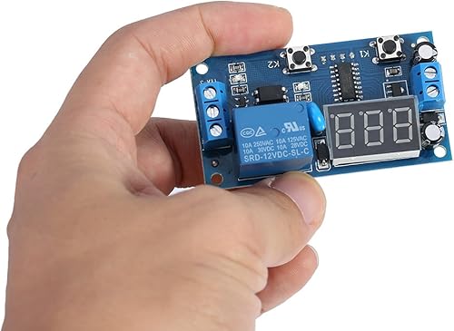 Miniatura 5 de Marhynchus Módulo de temporizador, salida de temporizador con pantalla LED digital, DC 12V, relé ajustable, bucle infinito, temporizadores para luces