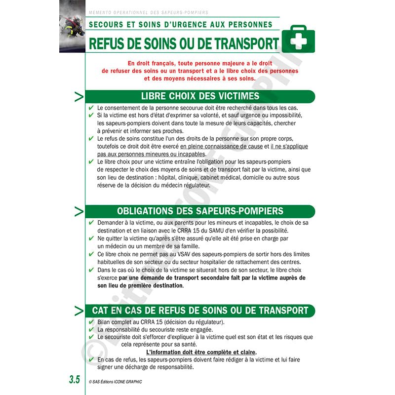 Mémento opérationnel à l'usage des sapeurs-pompiers