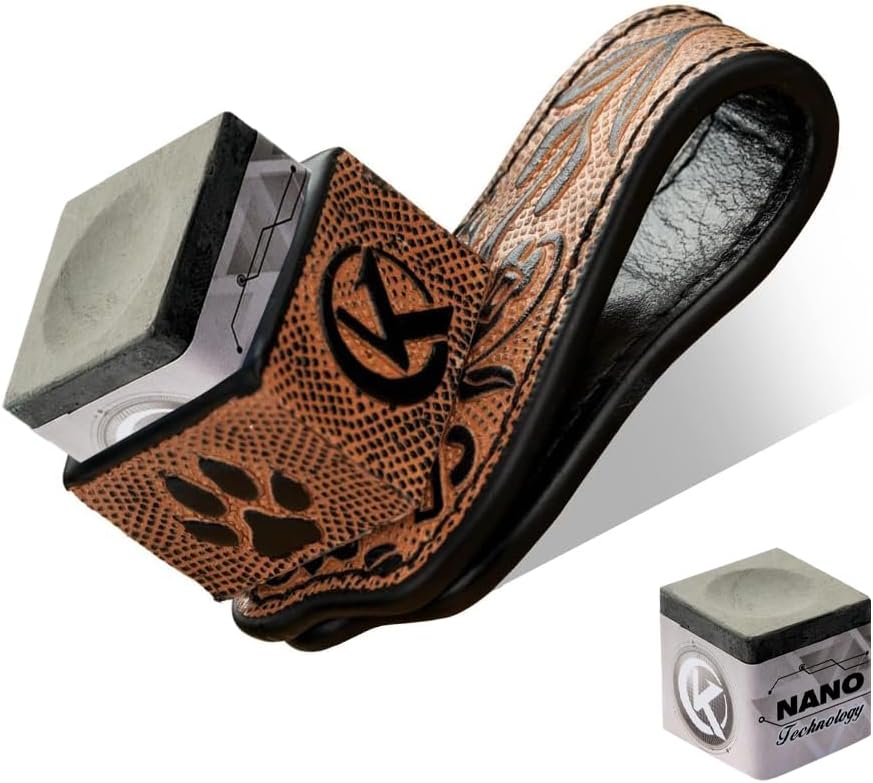 KONLLEN Pool Cue and Leather Engraved Chalk Holder(Chalk Nano Technology Billiard Chalk Outstanding Performance, Reduce Miscue, Durable, Low Deflection and Magnetic Vegetable Tanned Leather Pool Cue)