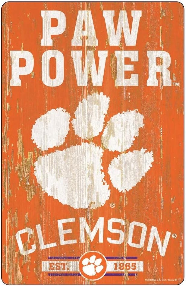 NCAA Clemson Tigers 11x17 Wood Sign, Team Color, One Size