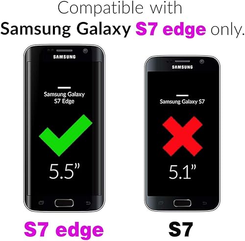 Miniatura 2 de Funda de teléfono para Samsung Galaxy S7 Edge con protector de pantalla de vidrio templado, funda de cuero con tapa para tarjetero, soporte para