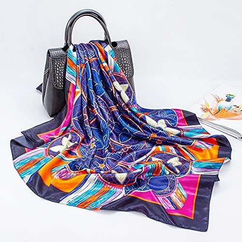 PERAMBRY 35inches silk scarf Women's Head Scarf Fashion satin head scarf hair scarf 4PCS silk head scarf for sleeping Pentagonal Flower 4pcs
