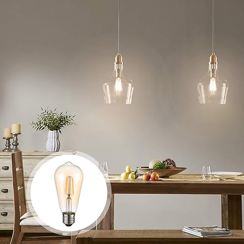 Miniatura 6 de HESSION Bombillas LED Edison vintage de 4 W ST58, equivalente a 60 W, regulables, paquete de 4 bases E26 de 400 lúmenes, 2700 K blanco cálido,
