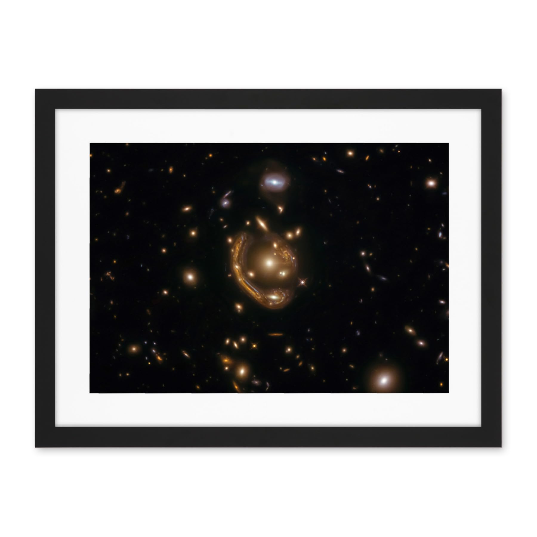 Artery8 Hubble Space Telescope Image Einstein Molten Ring Galaxy Phenomenon Gravitational Lensing Distant Galaxy Peak Epoch Starbirth Cosmic Evolution Artwork Framed Wall Art Print 18X24 Inch