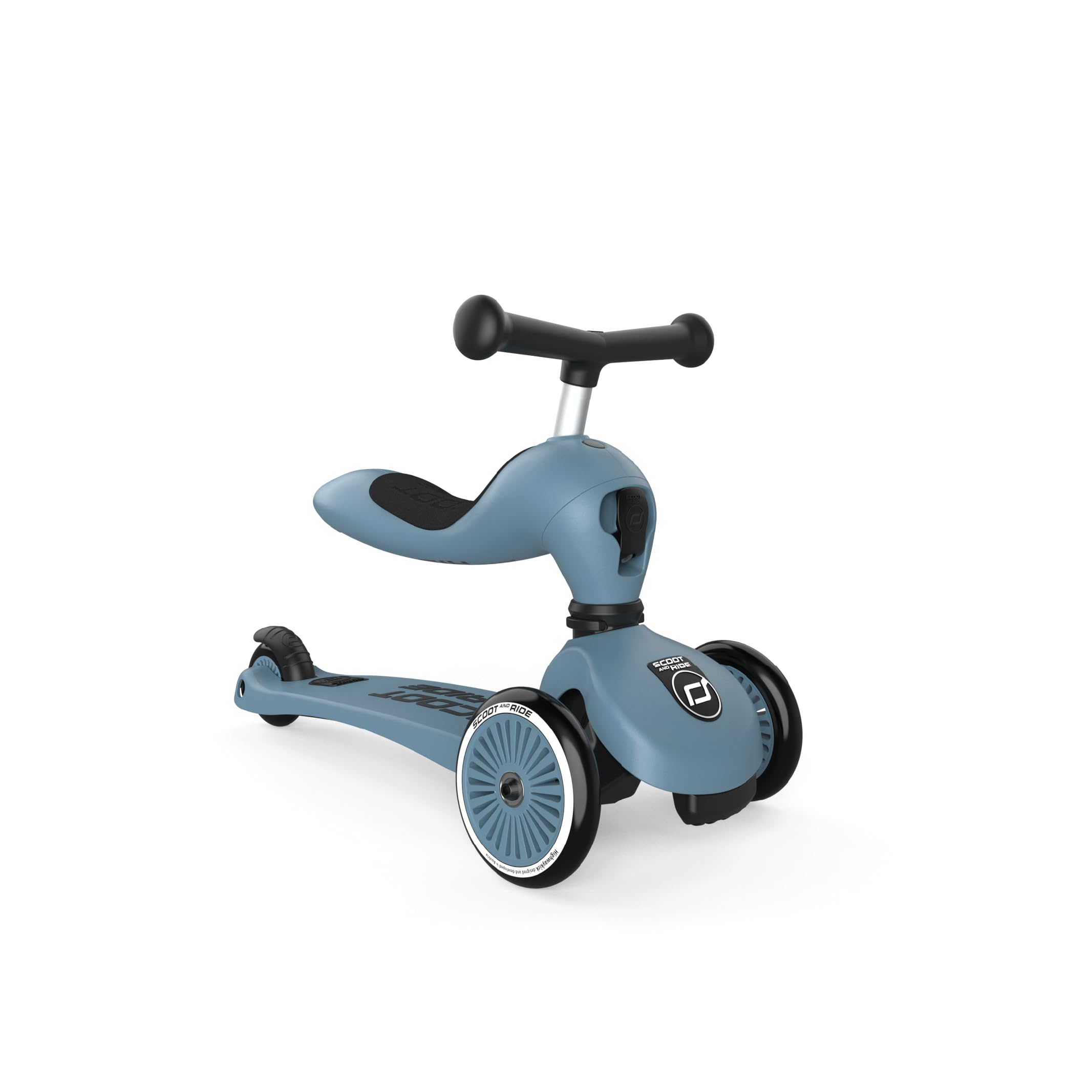 2-in-1 Kids Scooter with Adjustable Seat & Handlebar, Stable & Safe Kickboard for Toddlers, Compact & Lightweight, 3-Wheel Design, Ages 1 to 5 Years, Highwaykick 1 (Steel)