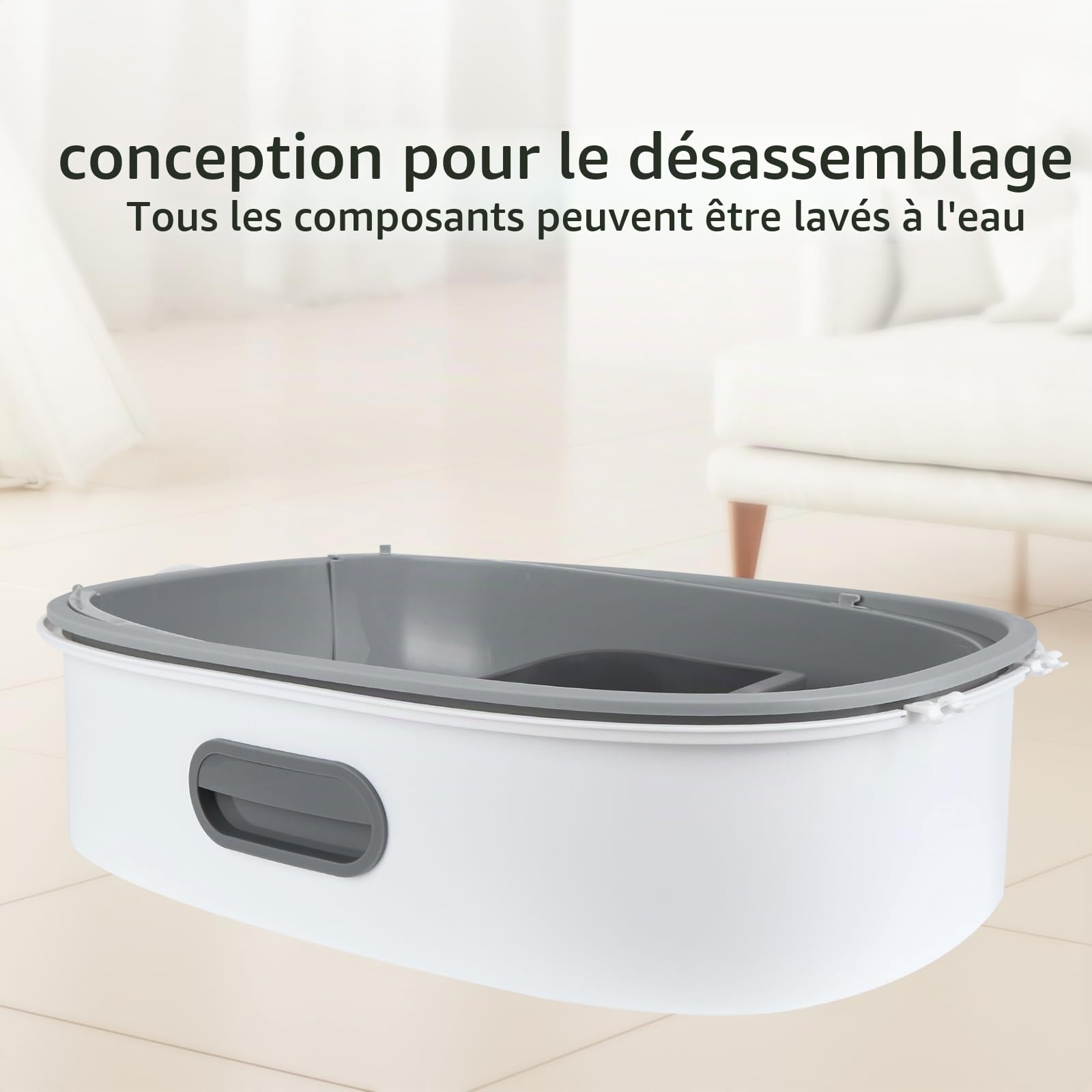 Bac à Litiere Chat Autonettoyante,Maison de Toilette pour Chat,Bac à Litière Autonettoyante,Litière Automatique Autonettoyant pour Chats (Gris)