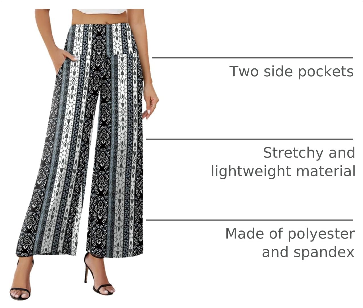 Arolina Women's Casual Stretchy Wide Leg Palazzo Lounge Pants with Pockets image 4