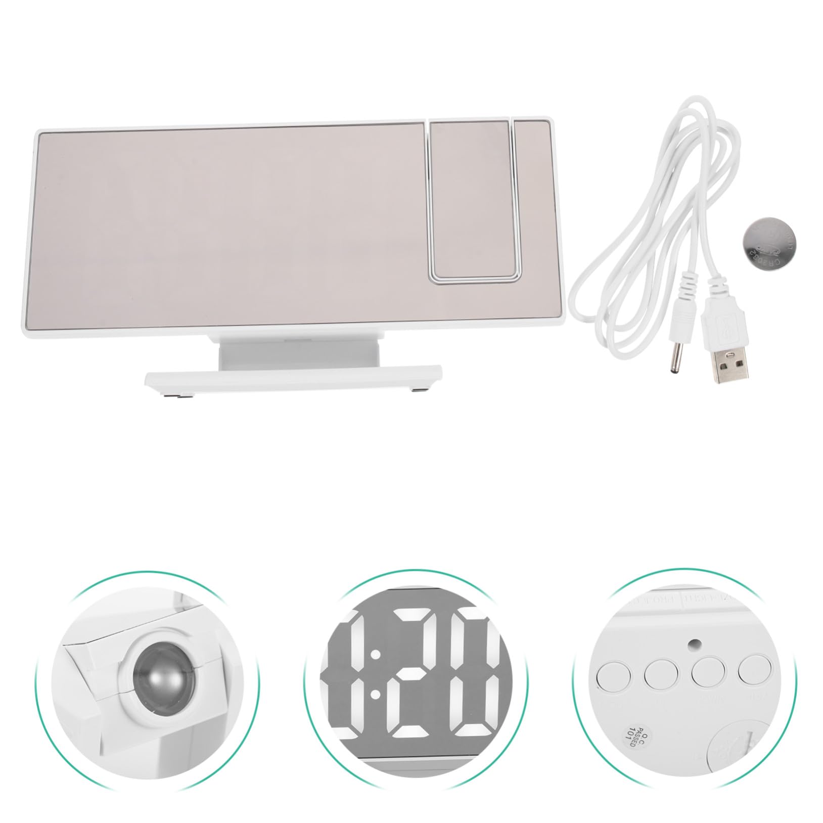 Reloj Despertador Digital con Proyector de Techo Pantalla Espejo Grande Función Silenciosa y Repetición Diseño Compacto para Dormitorio