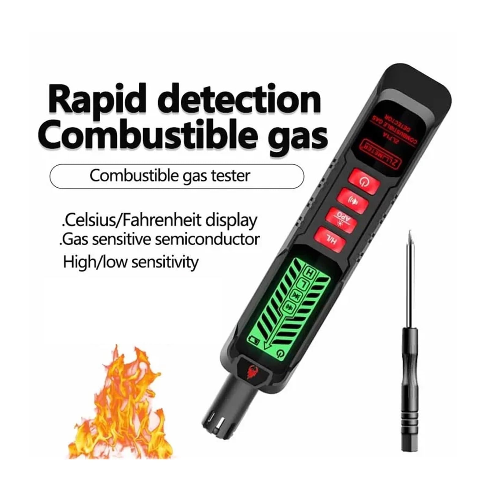 Détecteur de gaz, Détecteur de Fuite gaz Combustible Naturel Inflammable Alcool Analyseur méthane Alarme sonore PPM