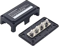 Vista 5 de Caja de barra de bus de 300 A (negro) con cubierta 4 pernos de 5/16 pulgadas (M8) Barra colectora de bloque de distribución de energía de 300