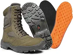 Coturno Masculino Militar Cano Alto em Couro Legítimo Reforçado Palmilha em Gel Zíper Lateral 1000