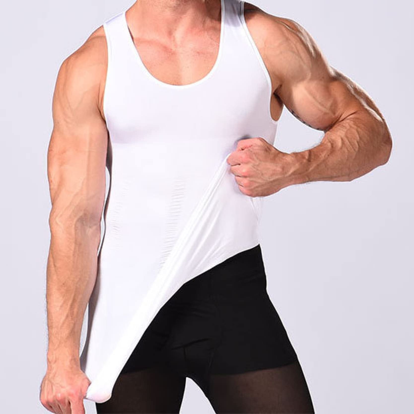 Gilet Modellante Estivo per Uomo, Palestra, Compressione Toracica, Intimo Modellante, Canottiere Senza Maniche per Esercizi, Strato Base Elasticizzato