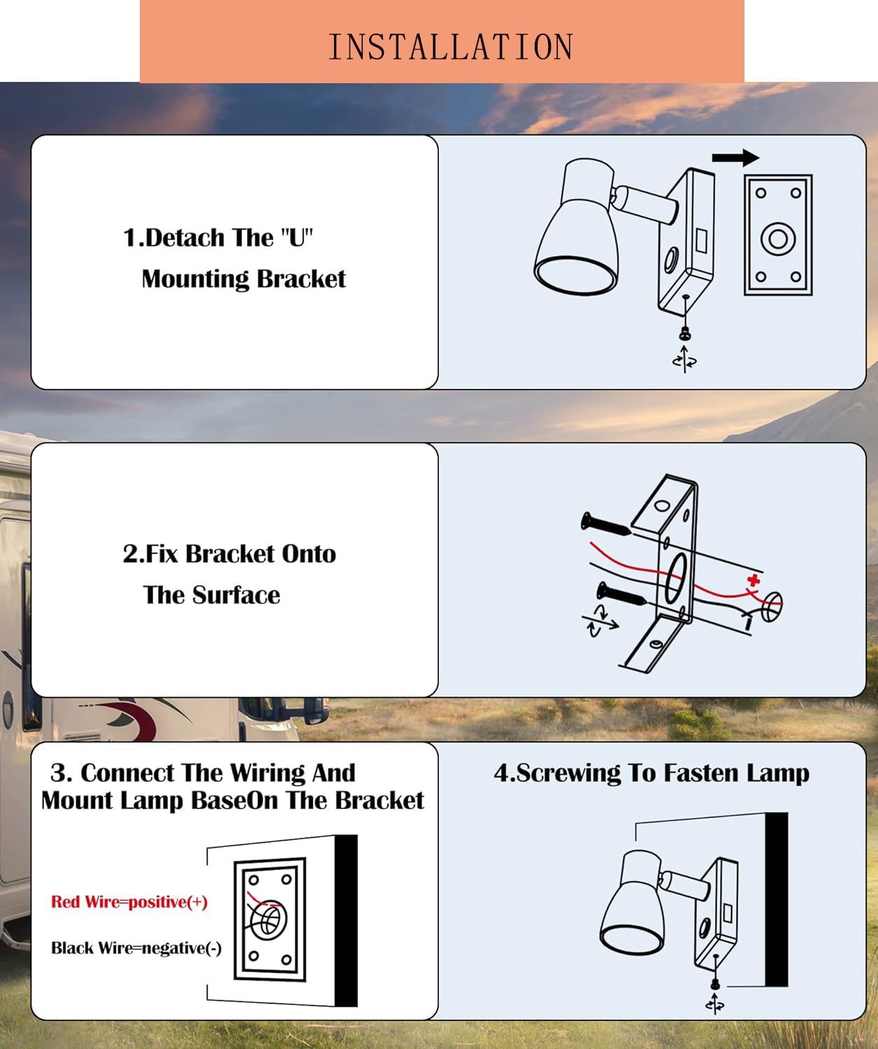 Paquete de 2 luces de lectura para RV con puerto USB, interruptor táctil regulable, luces interiores de RV pantalla de vidrio esmerilado para barco, yate, caravana (cromo)