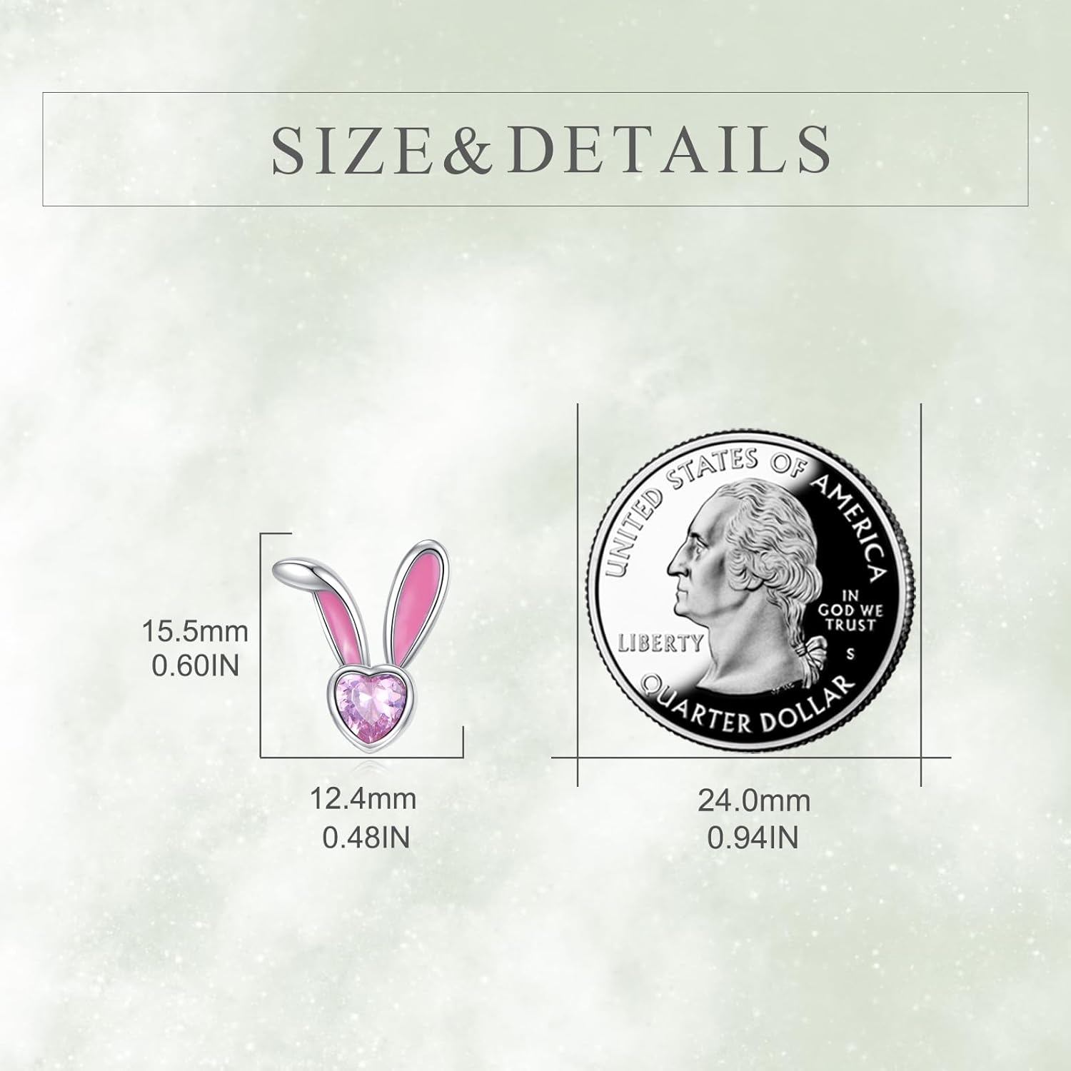 Rabbit Stud Earrings 925 Sterling Silver Cute Pink Bunny Hypoallergenic Earrings Jewelry Gift for Women - Image 3