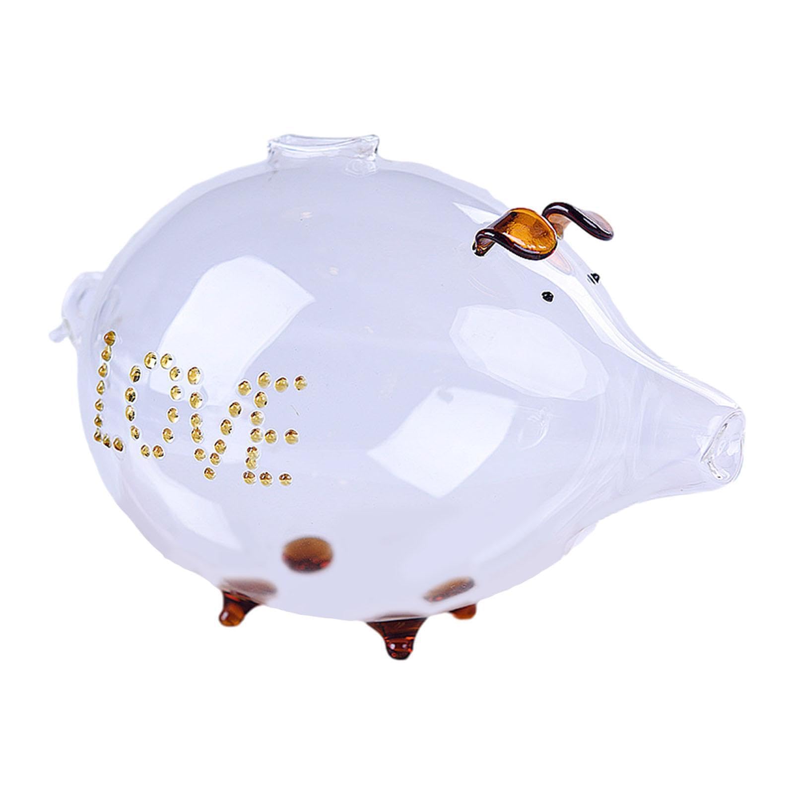 Alcxazs Cute Piggy Bank Glass Pig Banks Adorable Glass Money Bank For