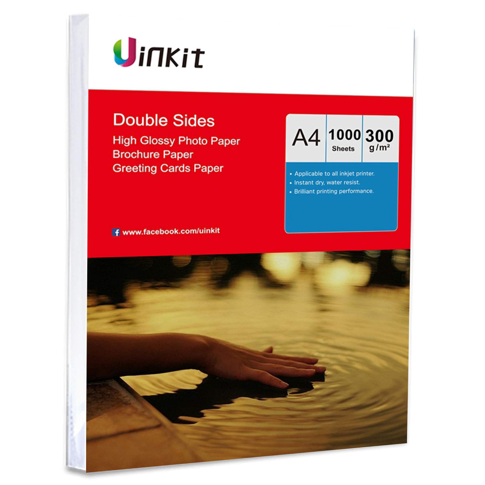 A4 Double Sided High Glossy Photo Paper Inkjet Paper - 300Gsm Thick Uinkit 1000sheets Photo Paper for Inkjet Printing Only