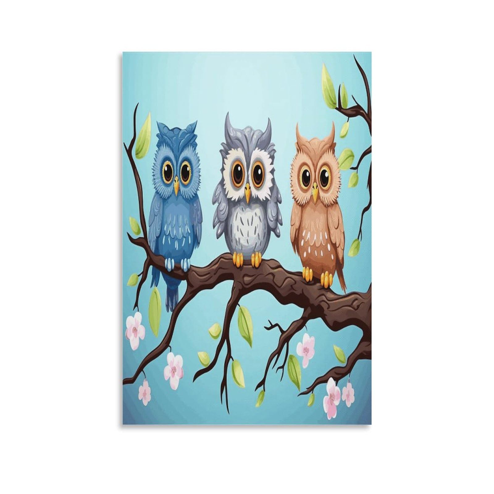 VstaDank Owls on A Branch Canvas Wall Art on Canvas Prints Artwork Exquisite Decor Artwork Hang Wall Picture Hangable Decor Painting Picture Printed Poster Art for Home Decor 20x30inch(50x75cm)