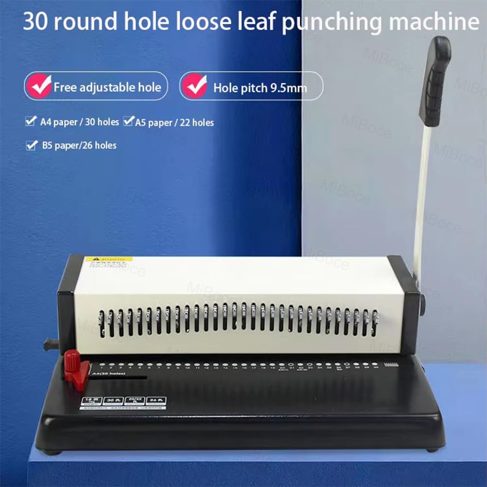 Perforatrice Multifunzionale per Carta, Perforatrice da Tavolo per Fogli Mobili, capacità di Perforazione di 15 Fogli, Passo di 9,5 Mm, Margine di Perforazione Regolabile, per Carta A4, A5, B5