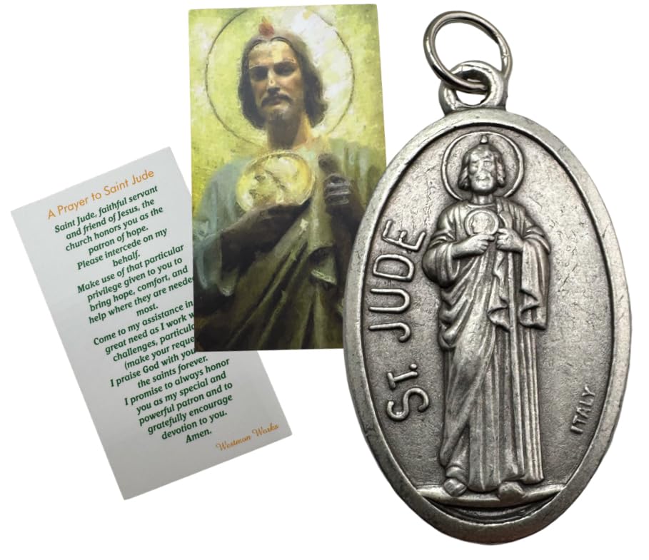 Westmon Works St Jude Medal Set Italian Metal Medallion with USA Made Saint Prayer Holy Card