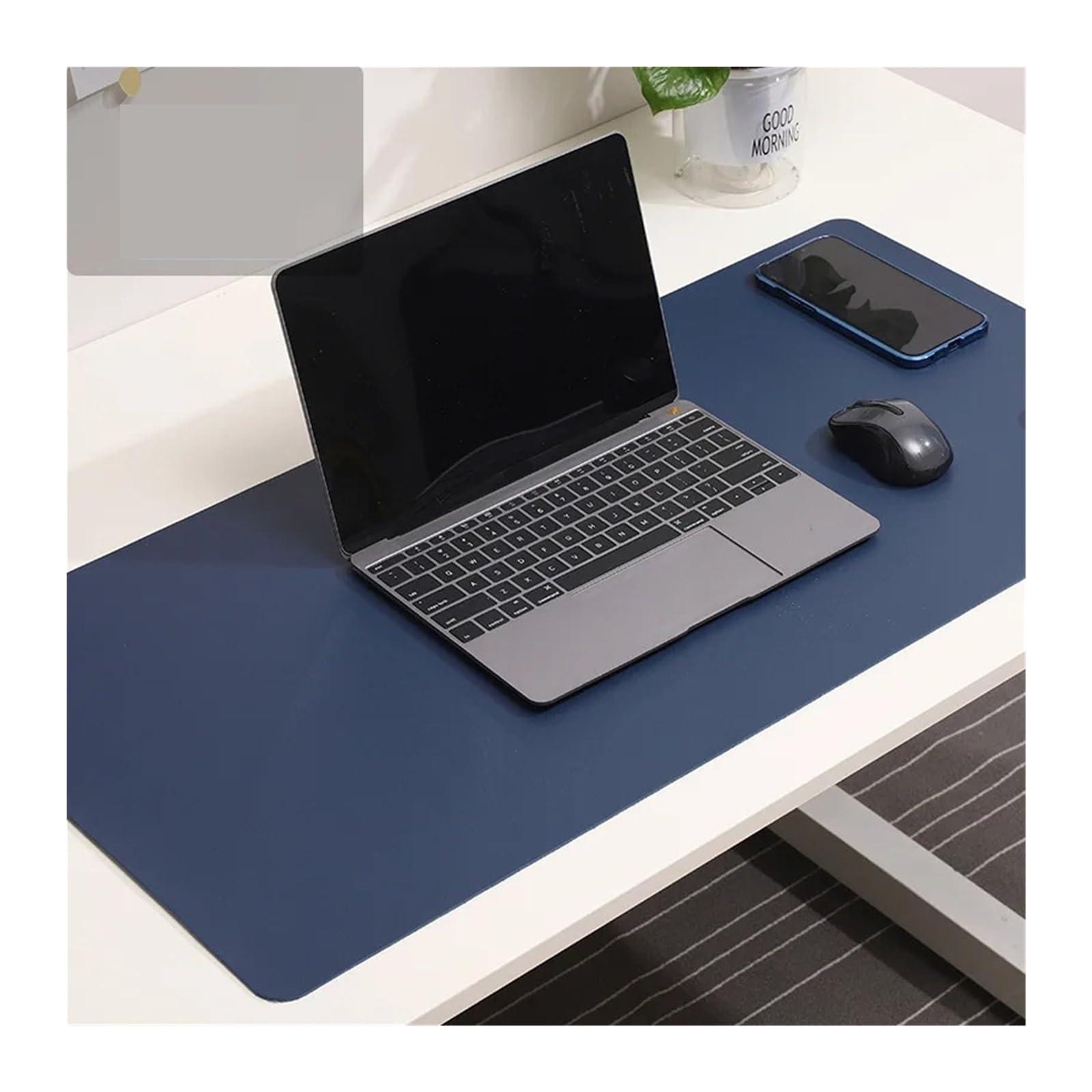Schreibtischunterlagen Mauspad, tragbares, groß, for Spiele, wasserdicht, rutschfest, PU-Leder, Schreibtischunterlage for Computertastatur FüRs BüRo(Deep blue,80 X 40 CM)