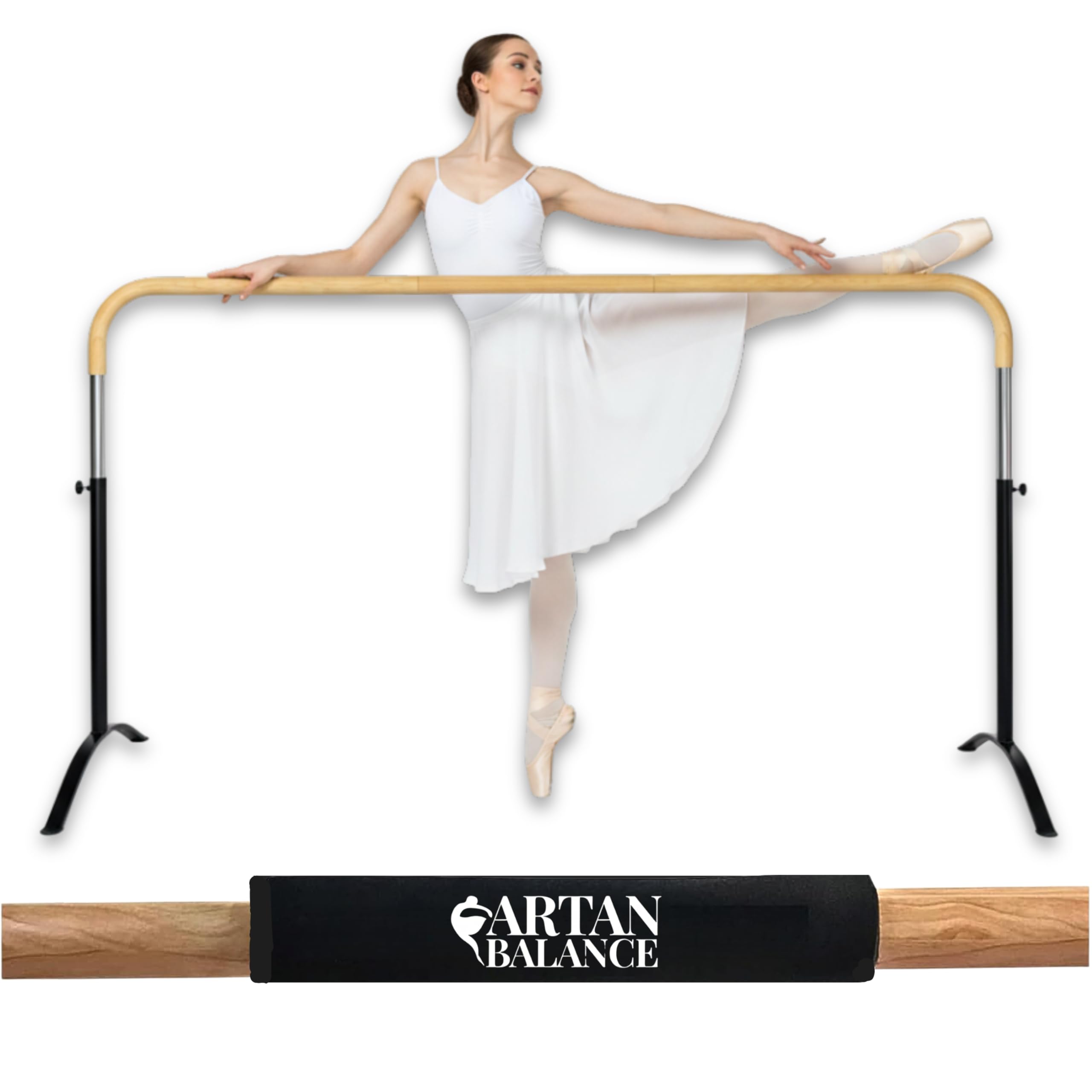 Ballet Barre Portable for Home or Studio, Height Adjustable Bar for Stretch, Pilates, Dance or Active Workouts, Single or Double Bar, Kids and Adults