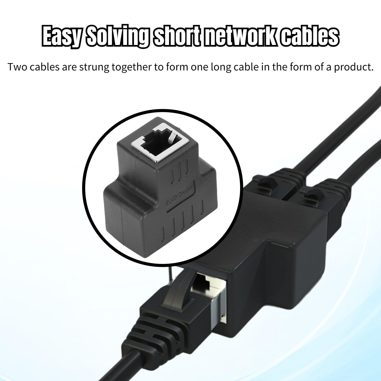 2 SZTUK Adapter Kabla Ethernet, 1 do 2 RJ45 żeński LAN Ethernet Splitter Kabel Adaptera, Szybki łącznik RJ45 Ethernet Extender Plug & Play dla Koncentratorów Przełączniki