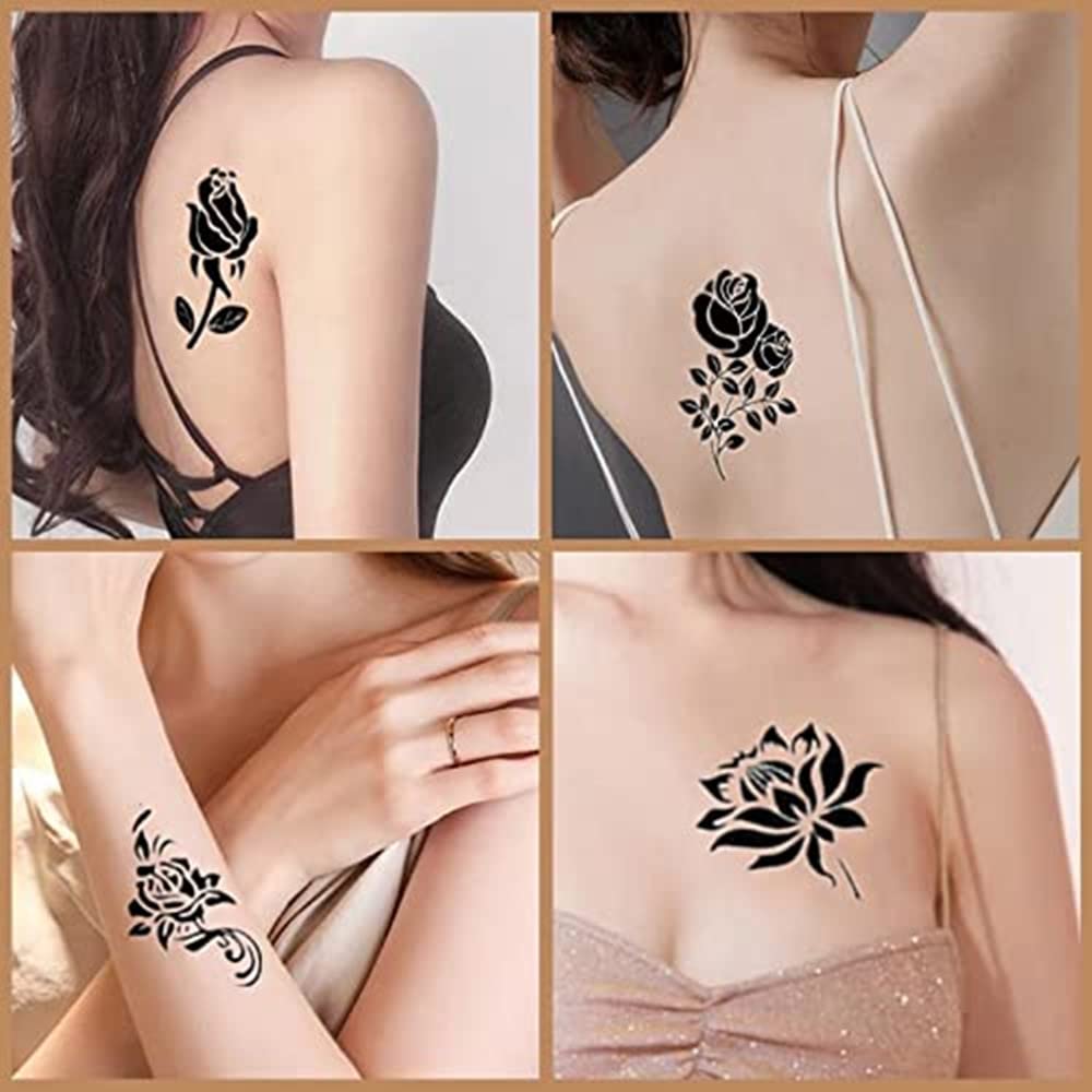 Amazon.co.jp: サムコス タトゥーシール ボディーシール 黒薔薇 