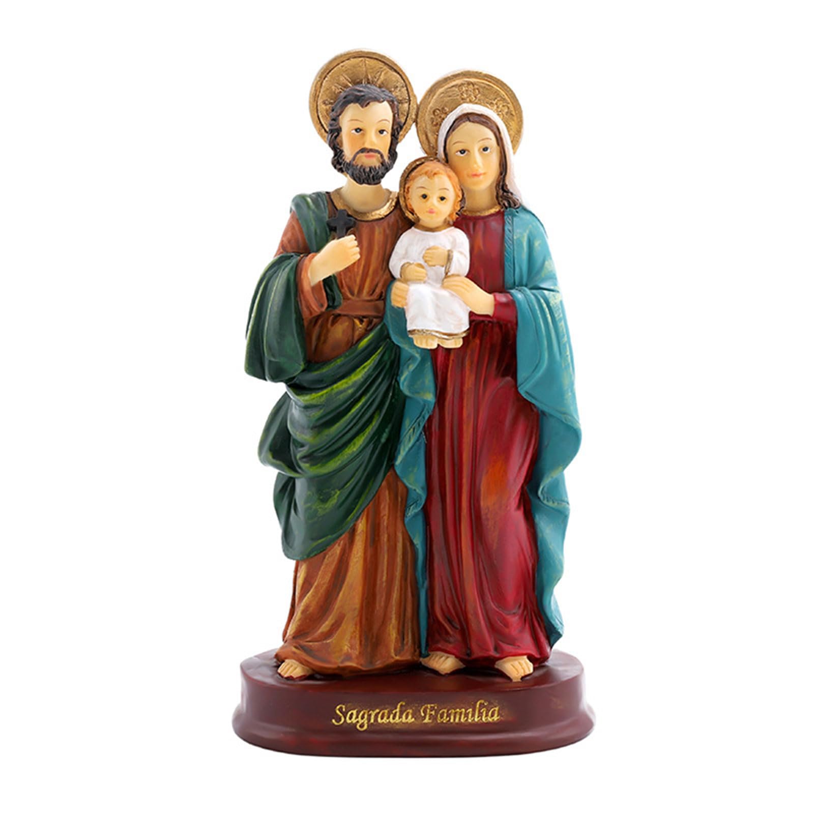 Yhplxyuus Holy Family Statue Resin Colorful Nativity Ornament Unique Religous Figurine for Catholic Collections Catholic Religious Figurine Decor