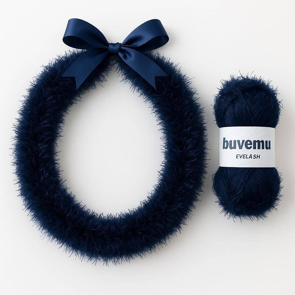 Eyelash Fun Fur Yarn for Crochet, Knitting, Night Blue, 2-Pack image 4