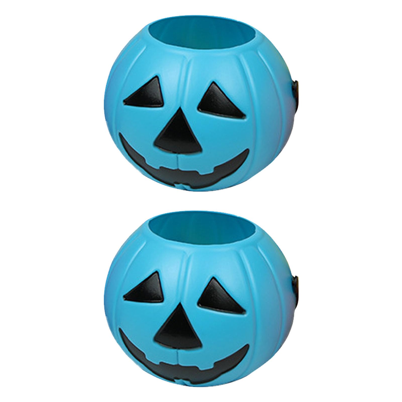 Seau citrouille d'Halloween bleu Zerodeko en plastique avec poignée pour panier à bonbons x2