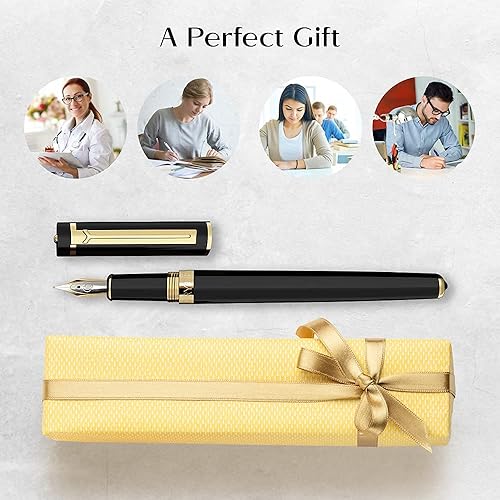 Miniatura 7 de Pluma estilográfica Dryden Luxury clásica y moderna de colección ejecutiva y vintage idea de regalo de negocios y para la caligrafía Negro