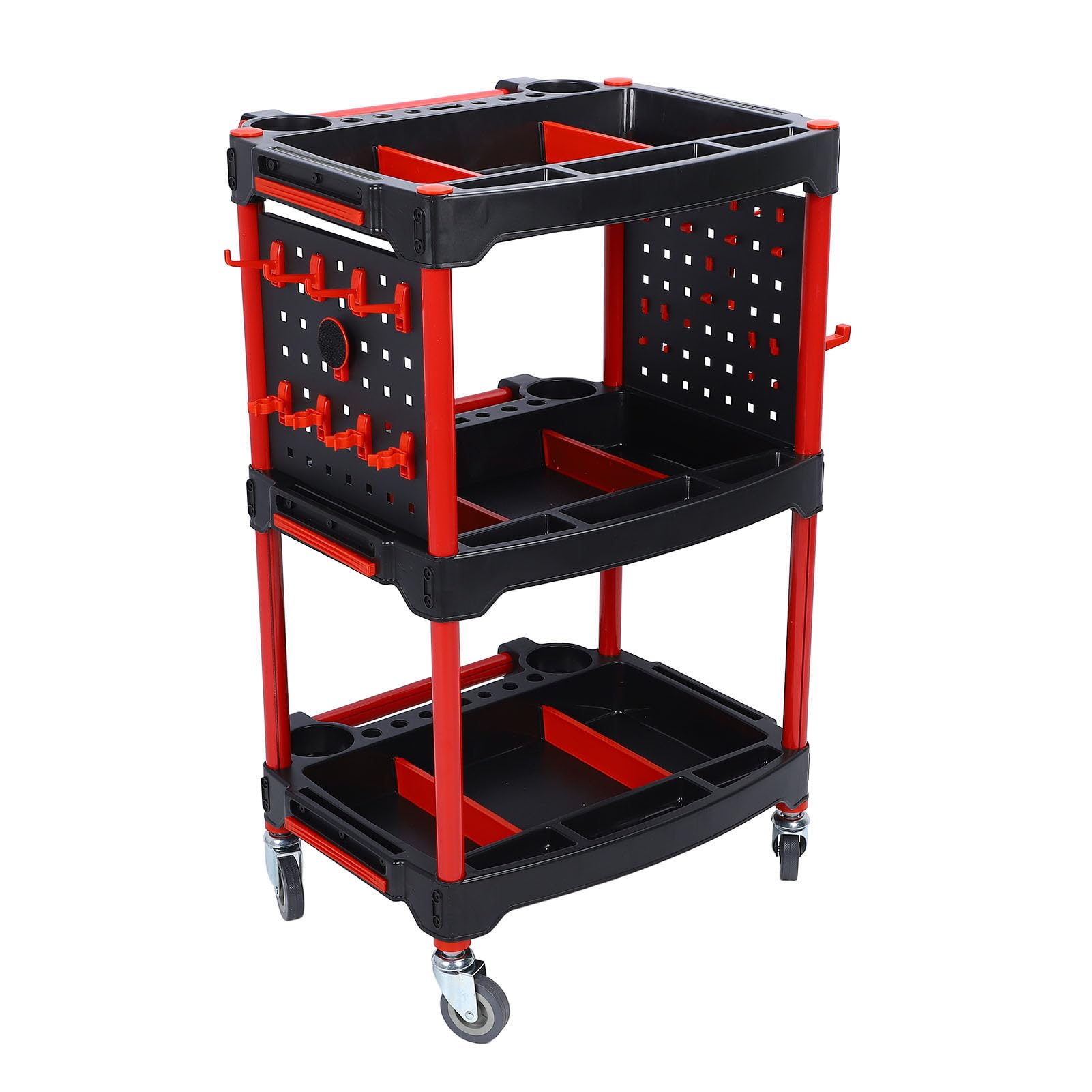 Utilidad Auto Detalle Herramienta Cart Organizer, 3 capas multifunción de plástico lavado de coches carrito detalle con ganchos, clips de rodillos, cierres de , para detallistas garaje, taller