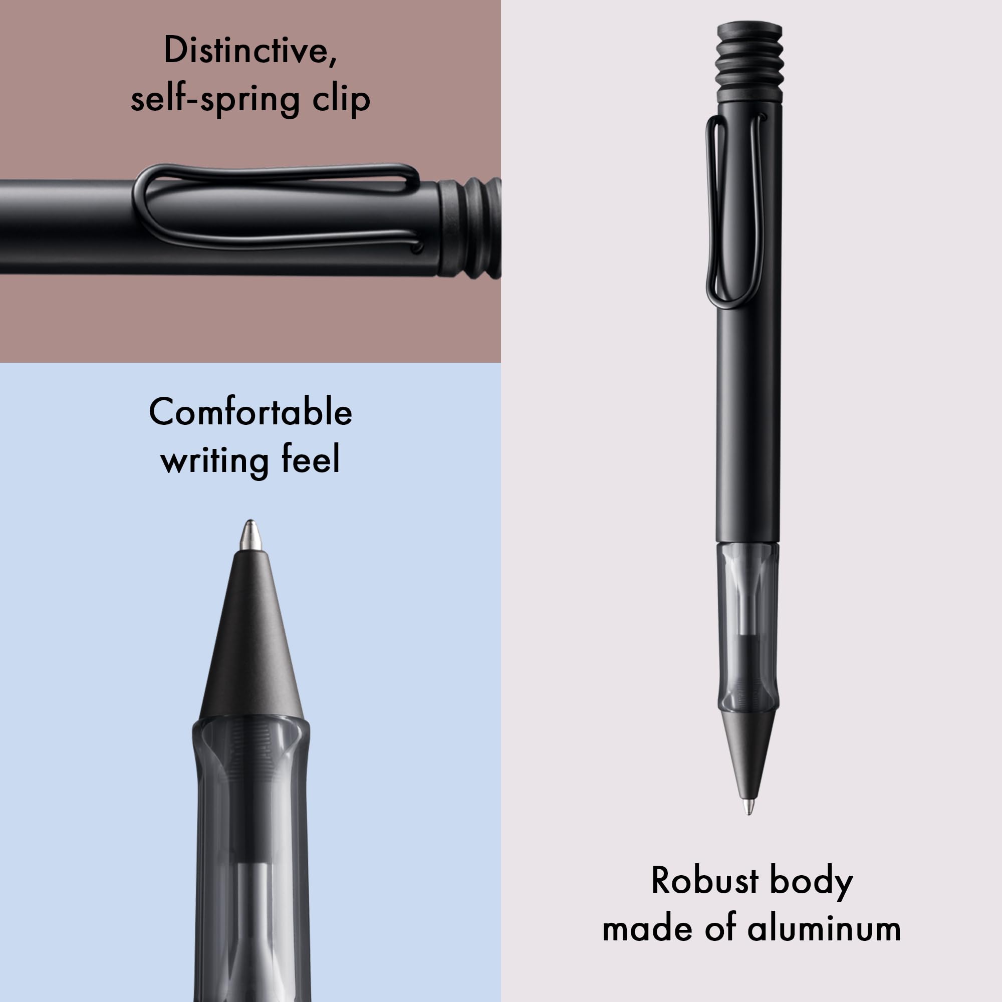 Lamy AL-star czarny - długopis z przezroczystym, ergonomicznym uchwytem i szerokością linii M - lekki aluminiowy korpus - z wkładem o dużej pojemności M 16 w kolorze czarnym