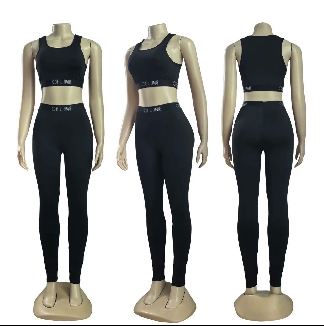 CQ Tank Top Sleek Contour Fit Luxe Activewear Set Shaping Sports Bra High-Waisted Legging