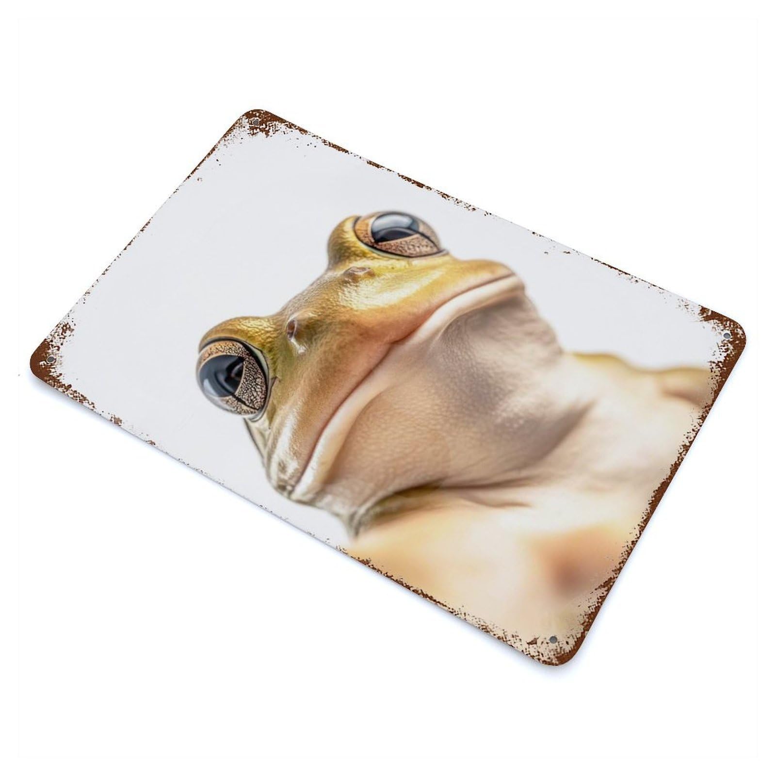 Close-up Frog Selfie Decorative Tin Sign 11.8"x7.9", Ideal for Cafe, Home Bar And Lounge Decor