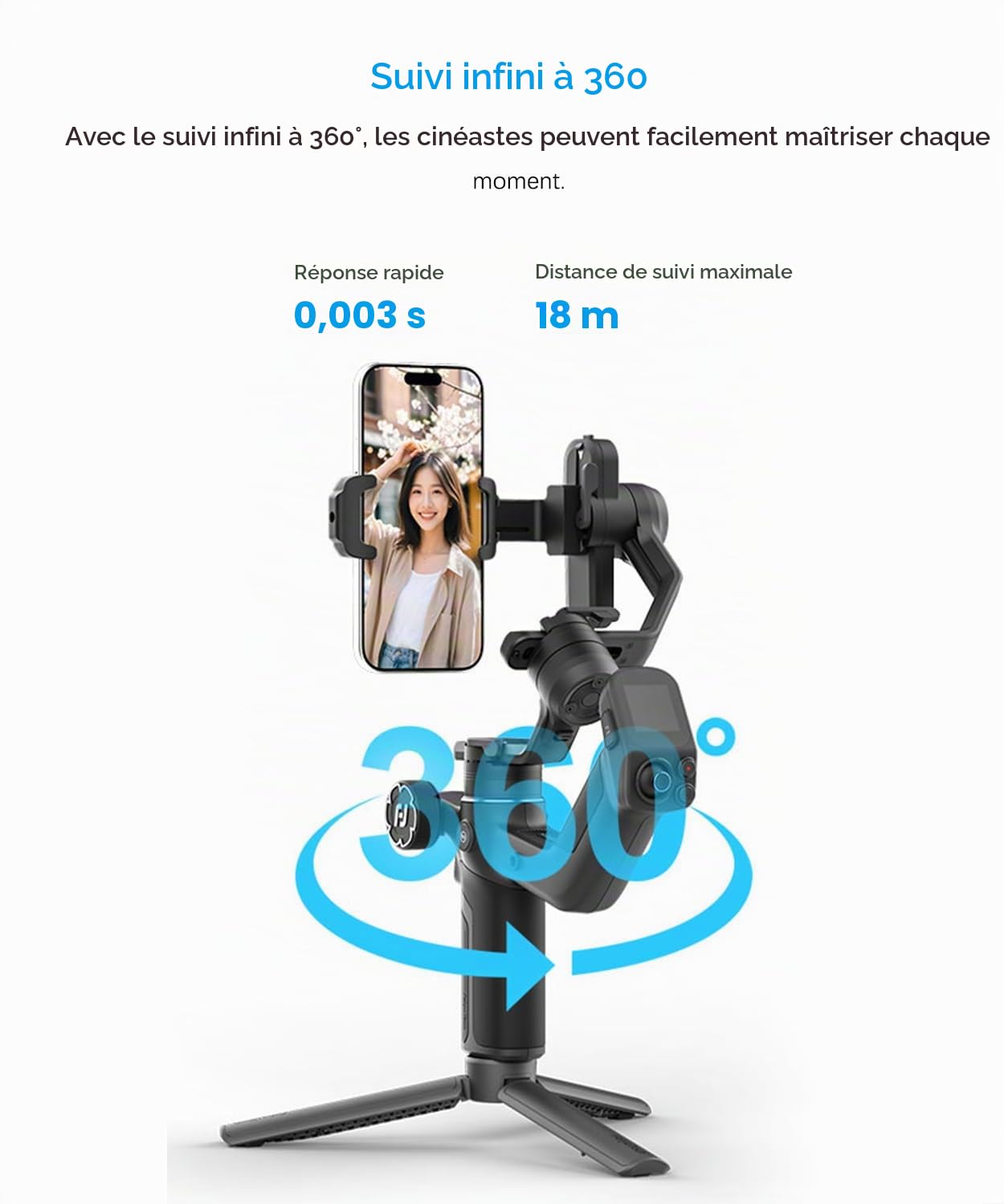 FeiyuTech Scorp Mini 3 Stabilisateur de Cardan pour iPhone, Stabilisateur 3 Axes pour Smartphone avec Suivi IA Intégré, Ventilateur et Poignée Intégrée, Écran Tactile, Supporte Jusqu'à 2 kg (4,41 LB)