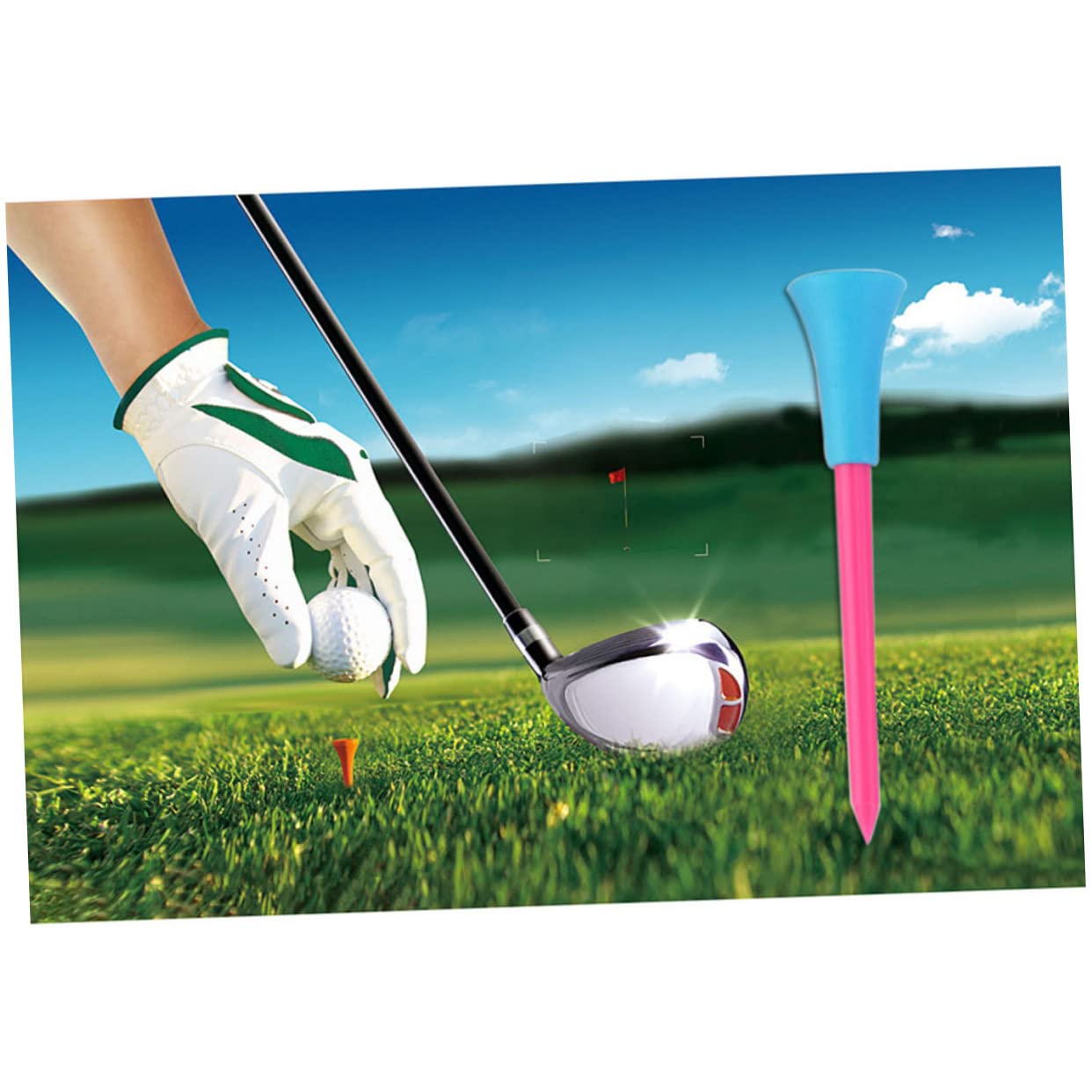 BESPORTBLE Unbreakable Golf Tee Pegs 86mm Plastic Spikes Lightweight 40pcs Tee Pack Random Color