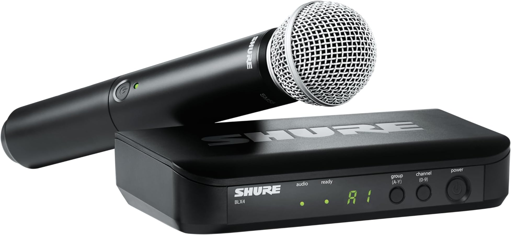 Shure BLX24/SM58 UHF Wireless Microphone System - Perfect for Church, Karaoke, Vocals - 14-Hour Battery Life, 300 ft Range | Includes SM58 Handheld Vocal Mic, Single Channel Receiver | H10 Band