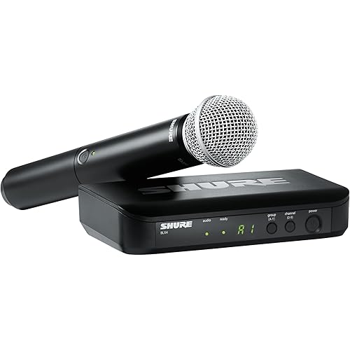 Shure BLX24/SM58 Wireless Microphone System - 14-Hour Battery Life, 300 ft Range, UHF | Includes SM58 Handheld Vocal Mic, Single Channel Receiver | H10 Band (BLX24/SM58-H10)