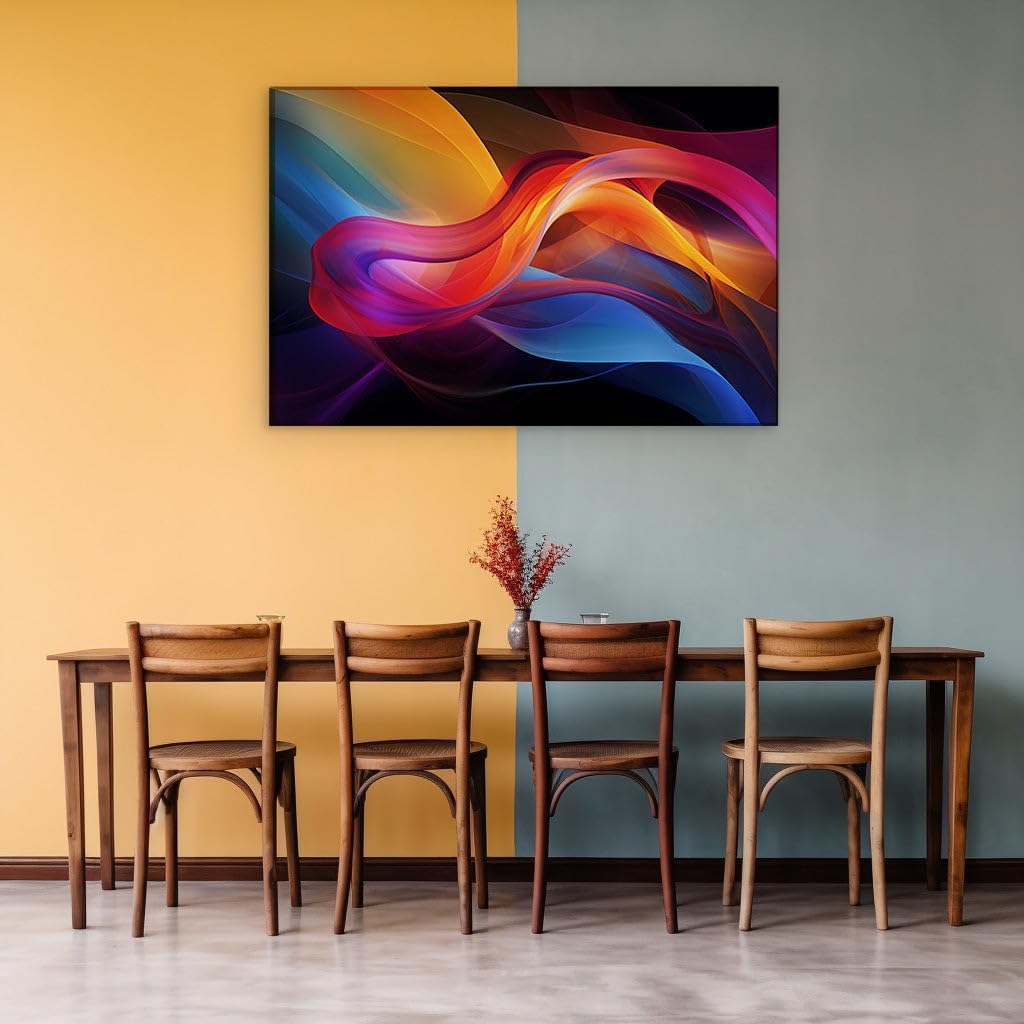 Canvas for Living room. Whirling Spectrum: A Dance of Color Against the Night, 27 x 18 inch Canvas Wall Art - Ready to Hang