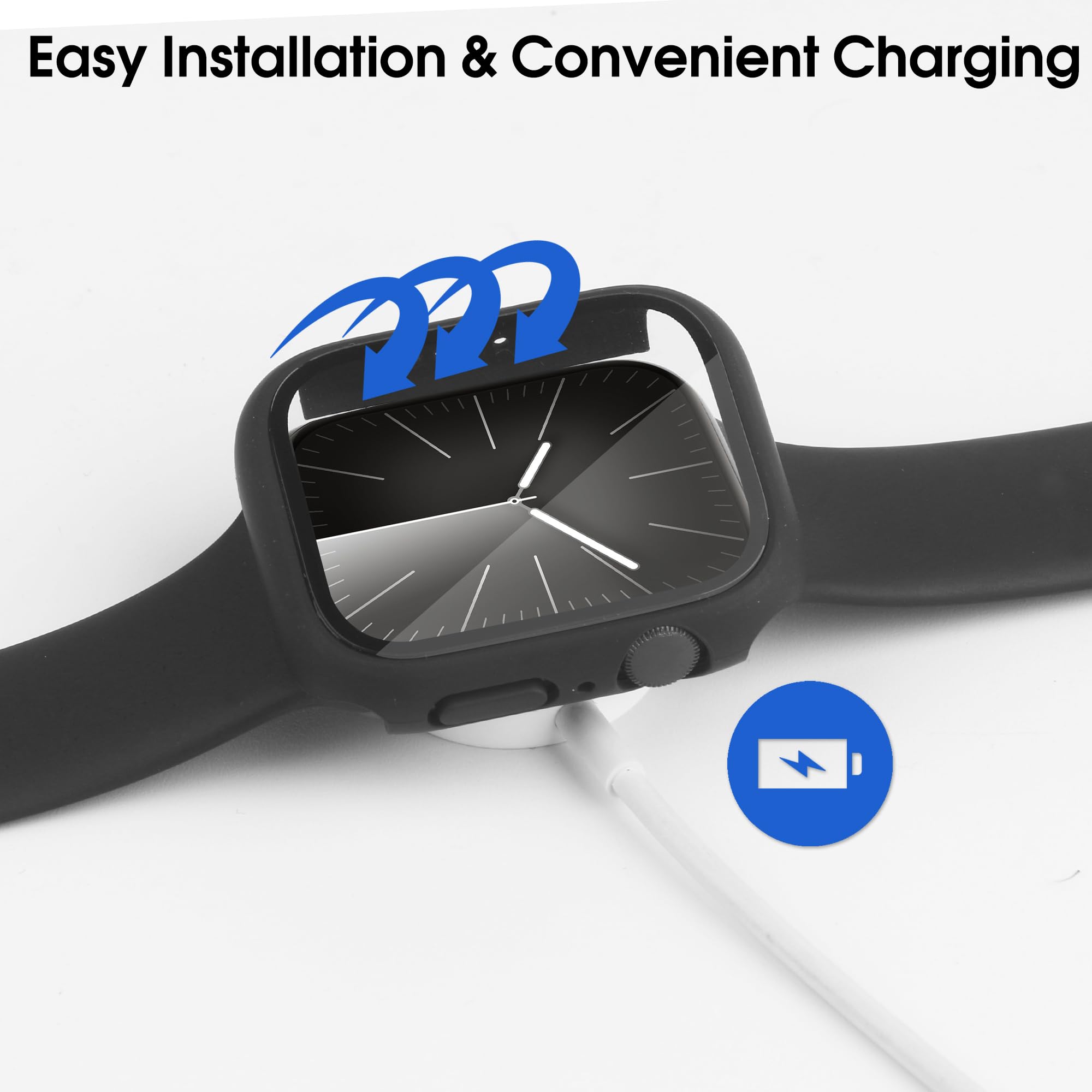 Confezione da 10 custodie con pellicola protettiva in vetro temperato per Apple Watch Series SE 2022/6/SE/5/4 44 mm, cover rigida ultra sottile in PC, protezione completa compatibile con