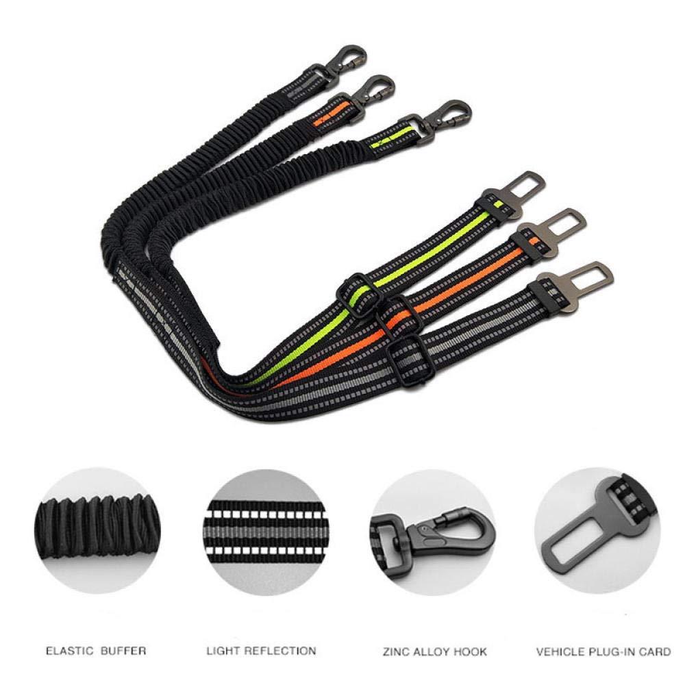 Haustierleine Elastischer Puffer Hund Auto Sicherheitsgurt Reflektierendes Haustier Fahrzeugsicherheitsgurte verstellbar Hund Auto Leine Haustier Sicherheitsgurt mit Karabiner-Orange_M.