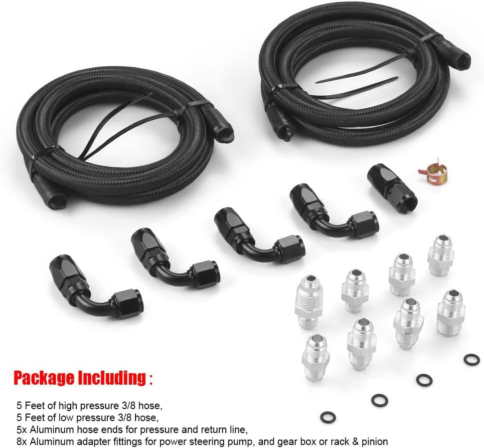 Universal Power Steering Pump Hose Kit Return to Reservoir Hose Kit for Pump Mount Reservoir Compatible with LS Swap LS1 LS3