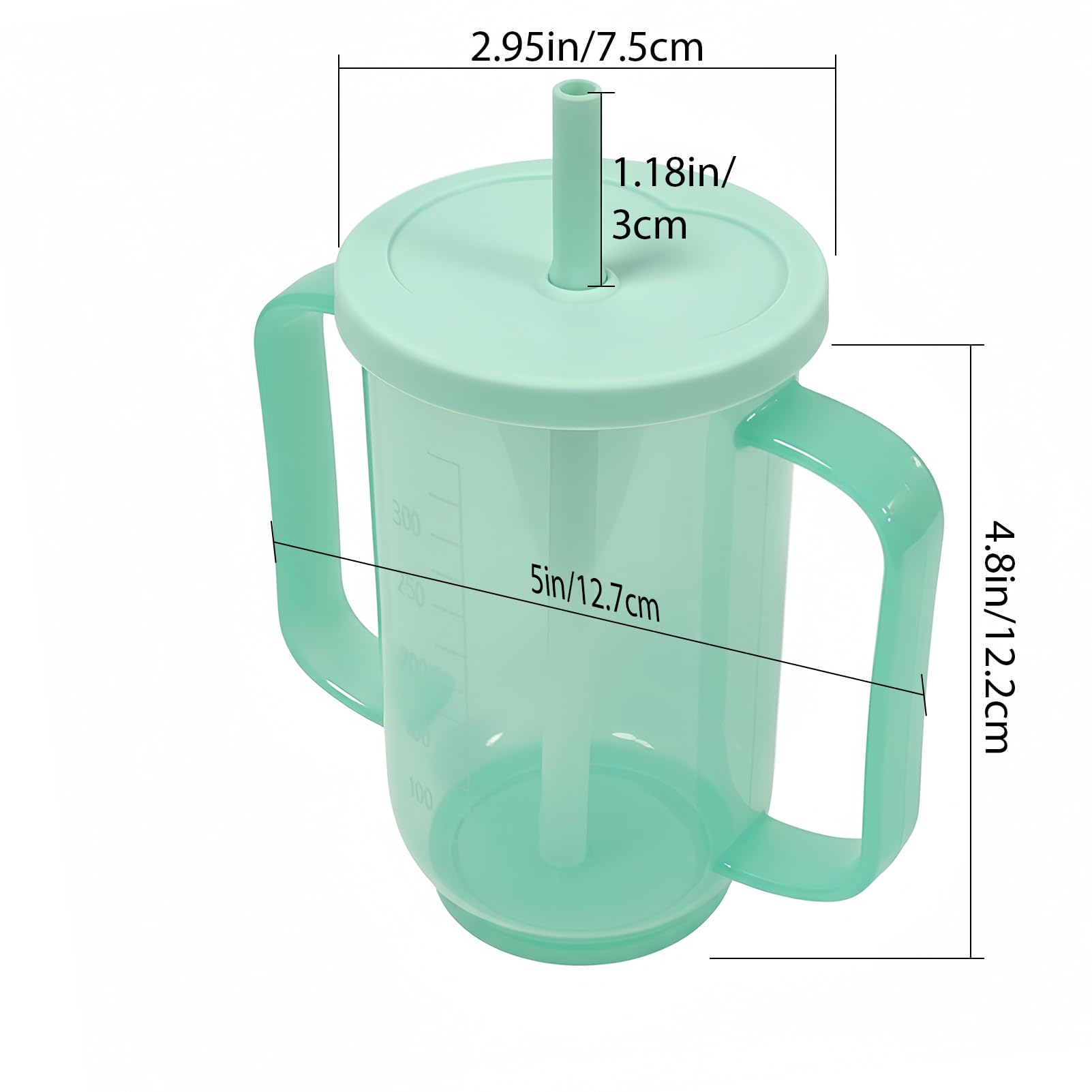Kubek do smoothie 350 ml, nierozlewający się kubek do picia z pokrywką i słomką, kubek do picia dla dorosłych i osób starszych, szczelny kubek do pielęgnacji dla pacjentów leżących w łóżku