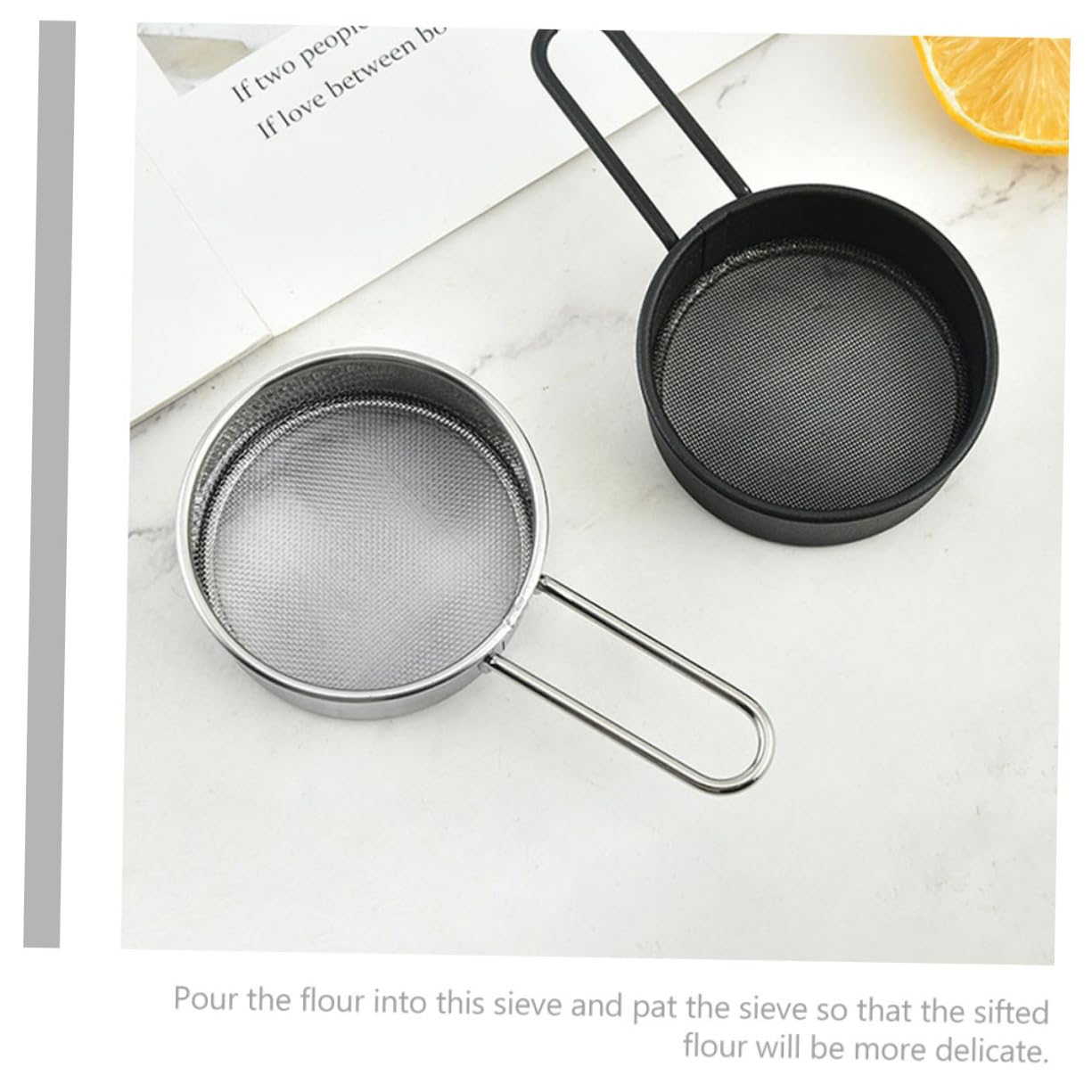 Set mit 4 kleinen Mehlsieben aus Edelstahl mit feiner Masche, Küchensieb- und Passierwerkzeug, perfekt zum Backen und Kochen