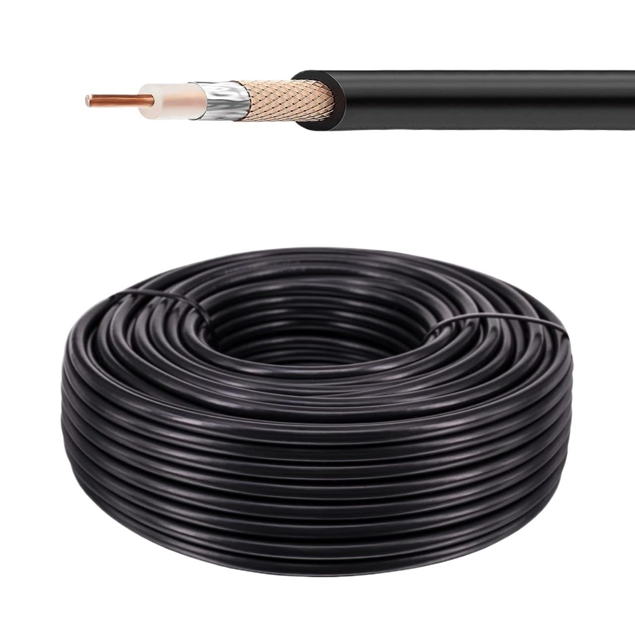 RG58 Extension Cable Flexible Low Loss Coaxial 4G an*/Tenna Impedance 50Ohm RG58 R*/F Coax Pigtail Cable(50M)