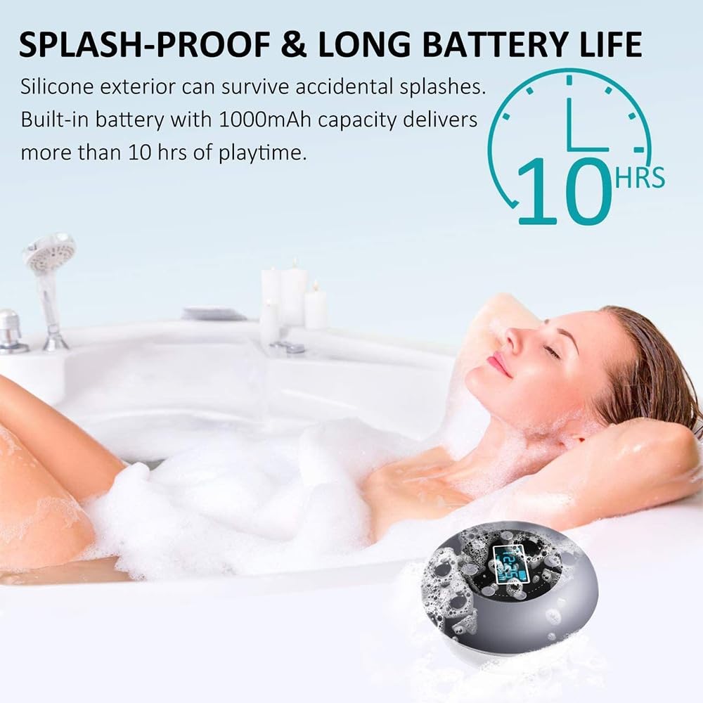 IPX4 Imperméable Salle De Bain FM Conférencier Radio Ventouse Sans Fil Lecteur De Musique En Plein Air Appel Mains Libres Radio FM Écran LCD Alto Falante Artefact Audio De Salle De Bain Mini Subwoofer